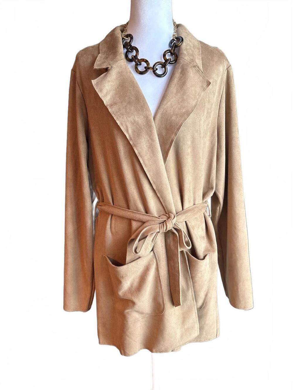 Level 99 Vegan Suede Jacket with Tie Wrap L